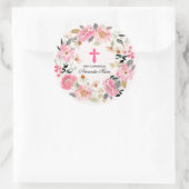 Girl First Community Waterverf Pink Floral Ronde Sticker (Tas)