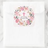Girl First Community Waterverf Pink Floral Vierkante Sticker (Tas)