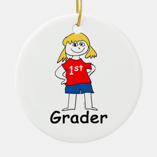 Girl First Grader Keramisch Ornament (Voorkant)