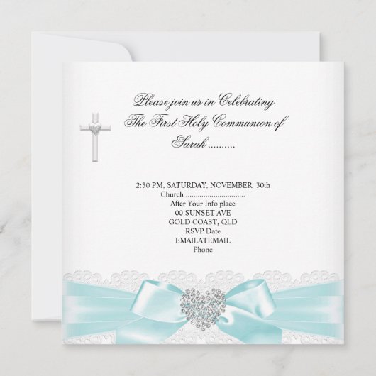 Girl First Heilige Commune Blauwgroen White Silver Kaart (Achterkant)