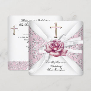 Girl First Heilige Commune Damask Pink Rose White  Kaart