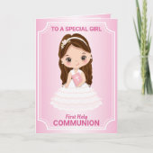 Girl First Heilige Commune Folded Wenskaart Kaart (Voorkant)