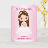 Girl First Heilige Commune Folded Wenskaart Kaart (Gele Bloem)