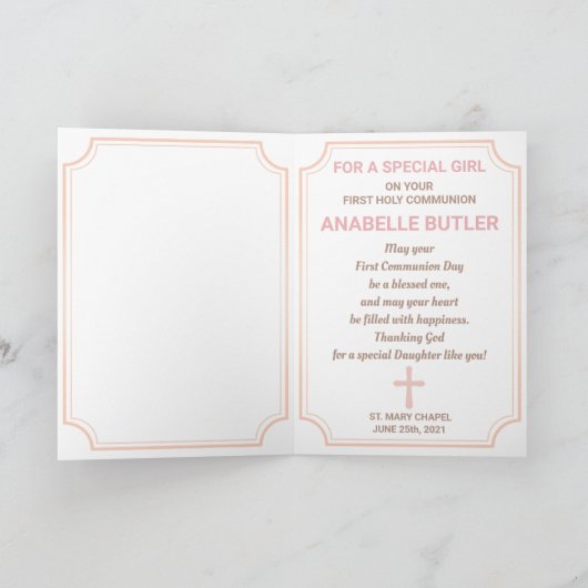 Girl First Heilige Commune Folded Wenskaart Kaart (Binnen)