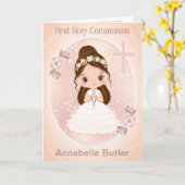 Girl First Heilige Commune Folded Wenskaart Kaart (Gele Bloem)