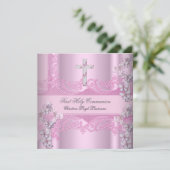 Girl First Heilige Commune Lace Pink Kaart (Staand voorkant)