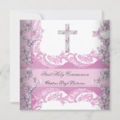 Girl First Heilige Commune Lace Pink Kaart (Voorkant)