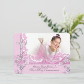 Girl First Heilige Commune  Lace Pink Kaart (Staand voorkant)