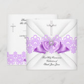 Girl First Heilige Commune Lila Lace Bow White Kaart (Voorkant / Achterkant)