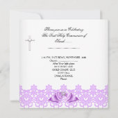 Girl First Heilige Commune Lila Lace Bow White Kaart (Achterkant)