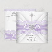 Girl First Heilige Commune Lila Lace White Heart Kaart (Voorkant / Achterkant)