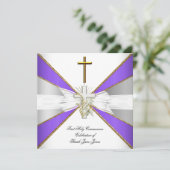 Girl First Heilige Commune Paars White Floral Kaart (Staand voorkant)