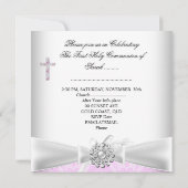 Girl First Heilige Commune Pink Damask White Silve Kaart (Achterkant)