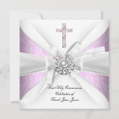 Girl First Heilige Commune Pink Damask White Silve Kaart (Voorkant)
