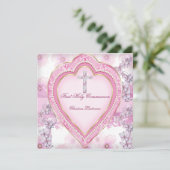 Girl First Heilige Commune Pink Heart Kaart (Staand voorkant)
