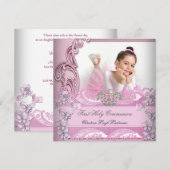 Girl First Heilige Commune Pink Photo Butterfly Kaart (Voorkant / Achterkant)