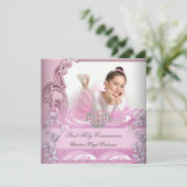 Girl First Heilige Commune Pink Photo Butterfly Kaart (Staand voorkant)