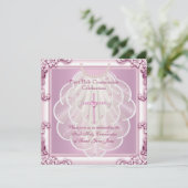 Girl First Heilige Commune Pink Pink Cross Kaart (Staand voorkant)