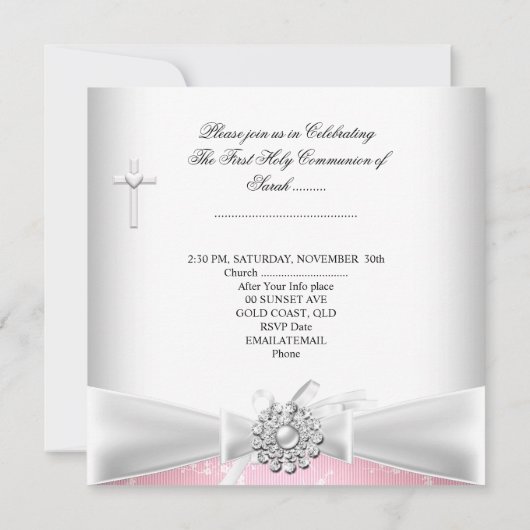 Girl First Heilige Commune Pink White Blossom Kaart (Achterkant)