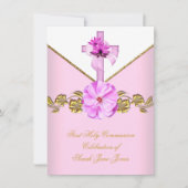 Girl First Heilige Commune Pink White Flower 3 Kaart (Voorkant)