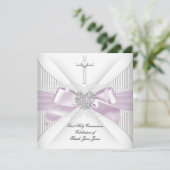 Girl First Heilige Commune Pink White Grey Heart Kaart (Staand voorkant)