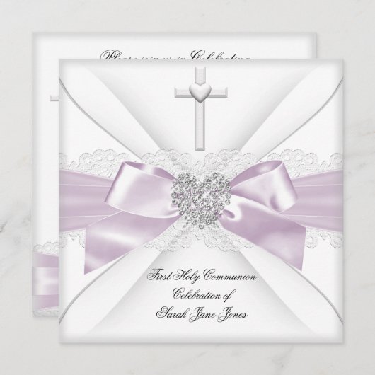 Girl First Heilige Commune Pink White Heart 2 Kaart (Voorkant / Achterkant)