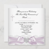 Girl First Heilige Commune Pink White Silver Heart Kaart (Achterkant)