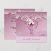 Girl First Heilige Commune Roze kruis Kaart (Voorkant / Achterkant)