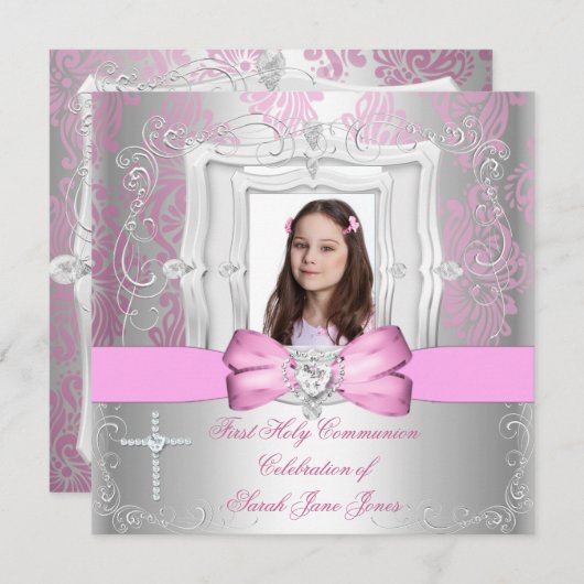 Girl First Heilige Commune Silver Pink Foto Kaart (Voorkant / Achterkant)