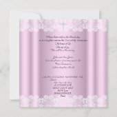 Girl First Heilige Commune White Lace Pink Cross Kaart (Achterkant)