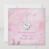 Girl First Heilige Commune White Pink butterfly Kaart (Voorkant)