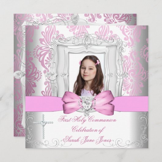 Girl First Heilige Commune White Pink Foto Kaart (Voorkant / Achterkant)