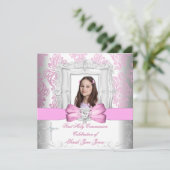 Girl First Heilige Commune White Pink Foto Kaart (Staand voorkant)