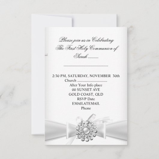 Girl First Heilige Commune White Silver Cross Kaart (Achterkant)