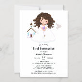 Girl First Heilige Communie Magnetische Uitnodiging (Voorkant)