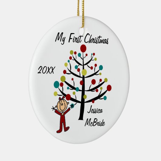 Girl First Kerstfeest Gepersonaliseerd Ornament (Rechts)