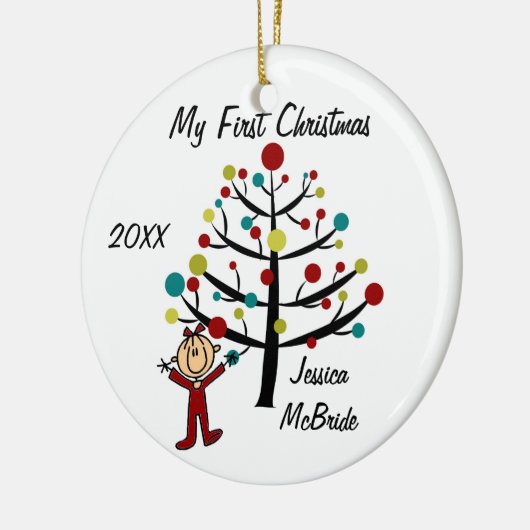 Girl First Kerstfeest Gepersonaliseerd Ornament (Links)