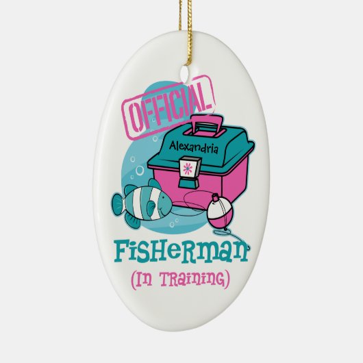 Girl Fisherman in training Keramisch Ornament (Rechts)