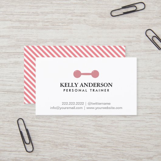 Girl Fitness Personal Trainer Simple Plain Pink Visitekaartje (Voorkant / Achterkant in situ)