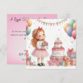 Girl five years old birthday Personalize Custom Kaart (Voorkant / Achterkant)