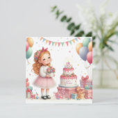 Girl five years old birthday Personalize Custom Kaart (Staand voorkant)