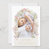 girl floral arch 4 photo custom text baby birth aankondiging (Voorkant)