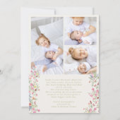 girl floral arch 4 photo custom text baby birth aankondiging (Achterkant)