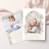 girl floral arch photo custom text baby birth aankondiging
