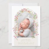 girl floral arch photo custom text baby birth aankondiging (Voorkant)