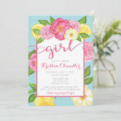 Girl Floral Baby shower Kaart (Staand voorkant)