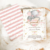 Girl Floral Elephant Baby shower Kaart