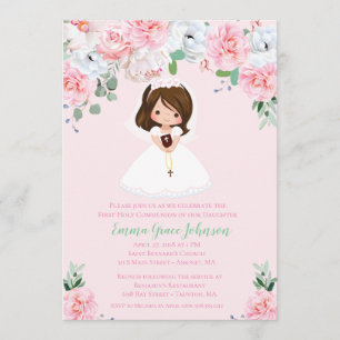 Girl Floral First Community Invitation Kaart