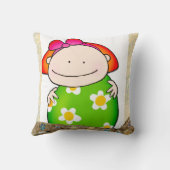 Girl Floral Green Flowers Sierkussen (Achterkant)