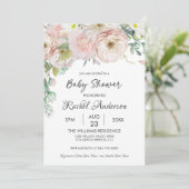 Girl Floral Greenery Soft Pastel Baby shower Kaart (Staand voorkant)